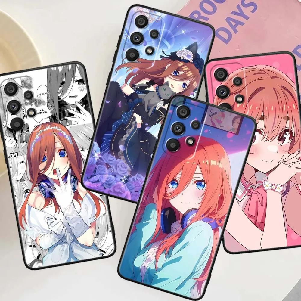 Miku Nakano Anime para Samsung Galaxy A30 A31 A32 A33 A35 A36 A40 A41 A42 A50 A51 A52 A53 funda de teléfono negra