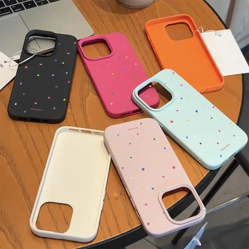 Funda de teléfono de TPU con patrón de lichi y punto ondulado para iPhone 17 Pro Max 16 15 14 13 12 11 16E XS X XR 16 Plus, funda de caramelo suave de aire - imagen 5