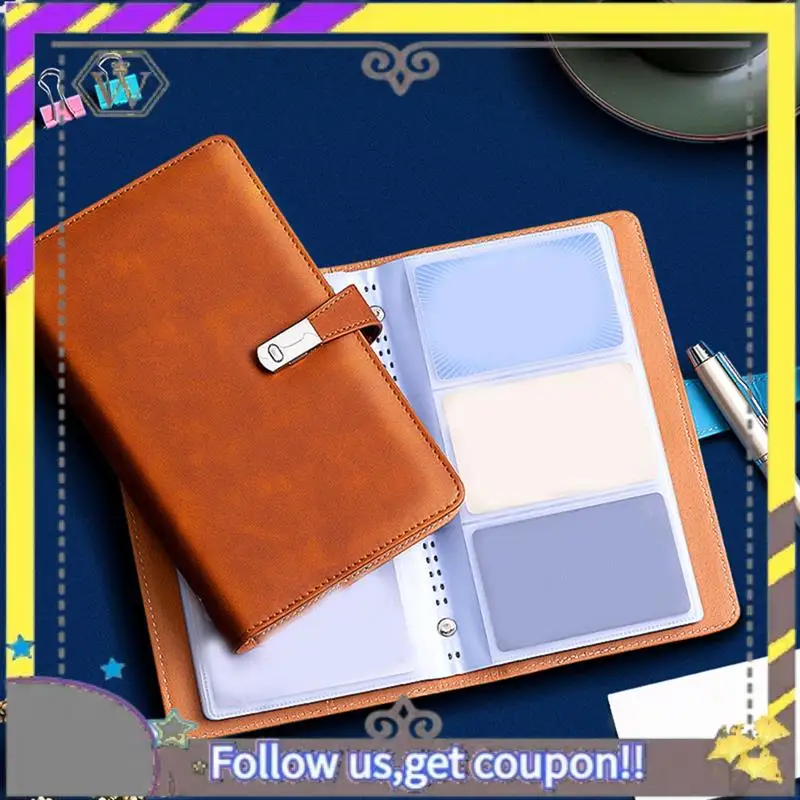Nuevo organizador de tarjetero, tarjetero portátil para hombres y mujeres, folleto de tarjetas de visita con capacidad para 120 tarjetas, marrón Dura - imagen 4