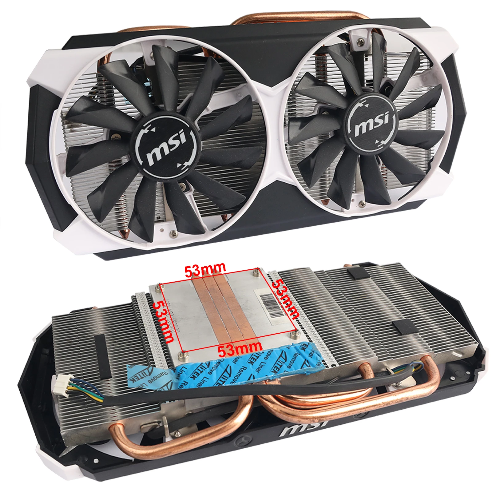 Un ventilador de computadora y una placa base con un grosor de 5 mm