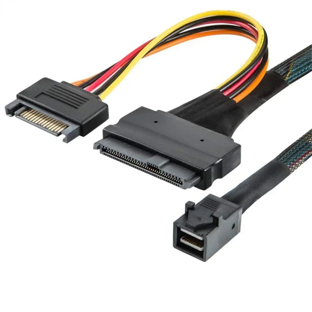 MINI SAS HD SFF-8643 a SAS SFF-8639 con cable de conexión de servidor macho SATA 15P - imagen 5