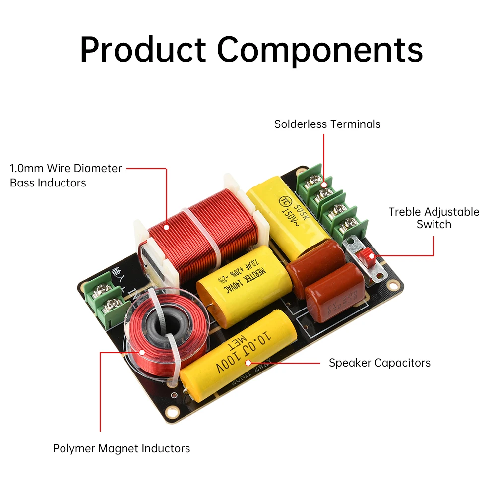 WEAH-250 Crossover de Audio bidireccional alto-bajo 2750Hz/2800Hz Placa de filtro cruzado de calidad de sonido HiFi ajustable para reequipamiento de altavoces - imagen 4