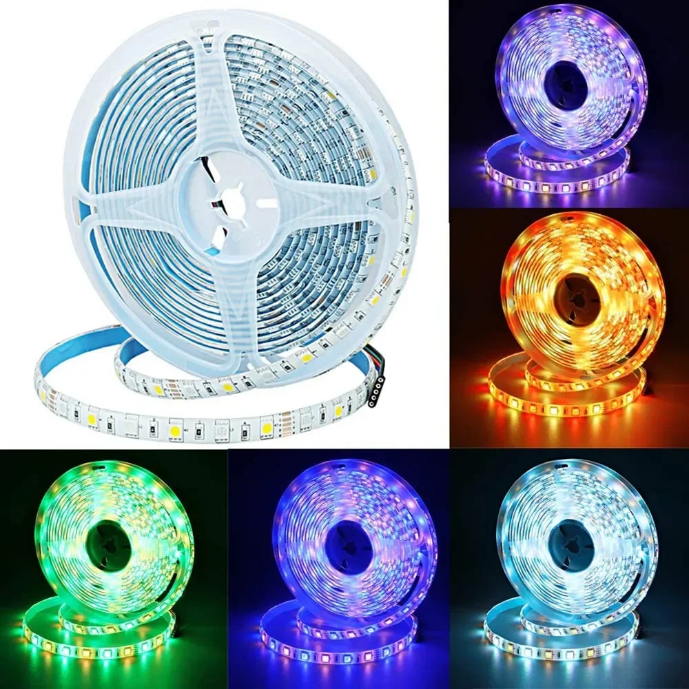 Tira de luces LED RGB 5050 impermeable 5M 300LED DC 12V 24V RGB RGBW blanco cálido tiras de luces LED flexibles