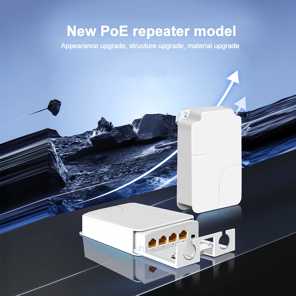 Extensor POE impermeable IP55 de 4 puertos, repetidor de interruptor de red de 1 a 3, 100/1000Mbps, VLAN para exteriores, CC de 48V para cámara POE, AP sin cables - imagen 2