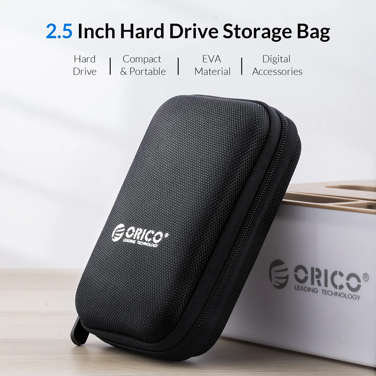 ORICO Caja para HDD de 2,5 pulgadas, bolsa para disco duro portátil para disco duro externo, caja para HDD portátil, protección de almacenamiento, negro/rojo/azul - imagen 3