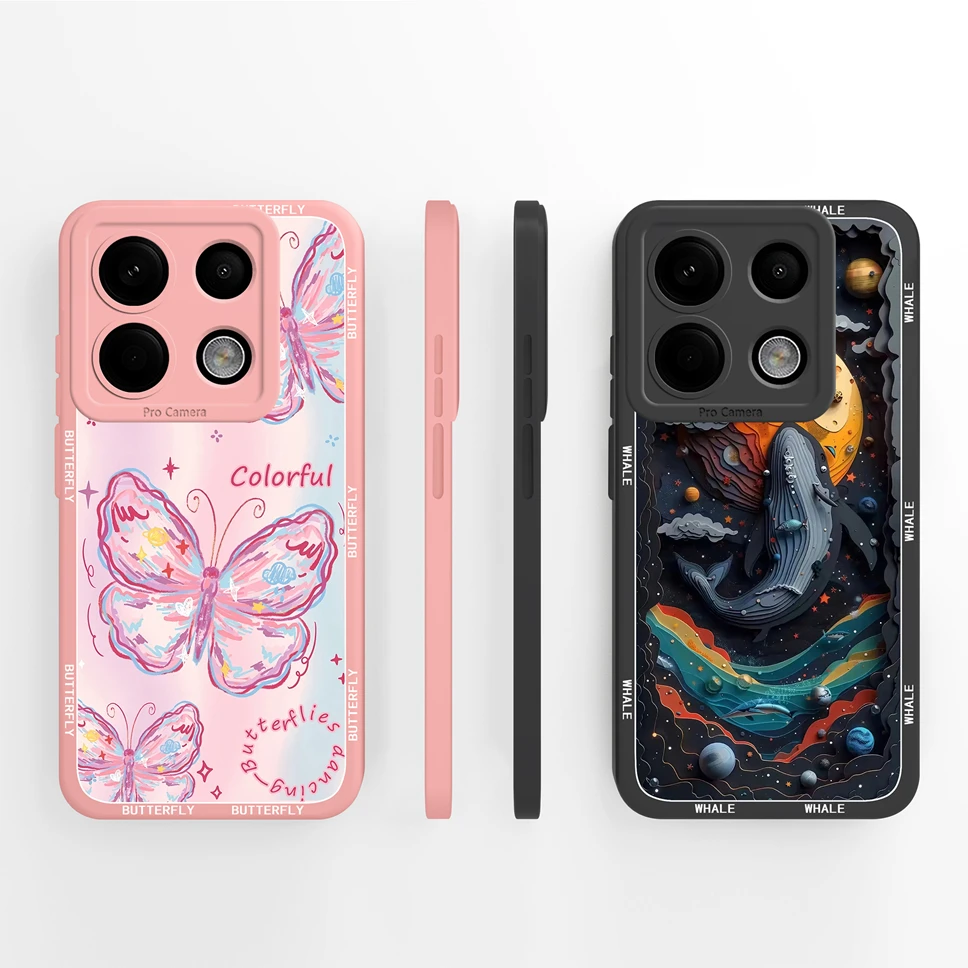 Para Xiaomi Poco X6 Pro 5G funda de teléfono patrones de plantas abstractas cubierta de protección completa para Poco X 6 carcasa de silicona líquida suave Capa - imagen 3