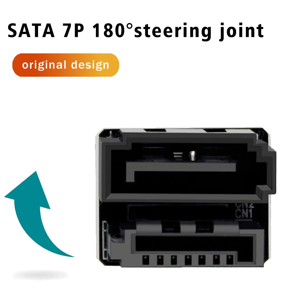 SATA 6GB 7Pin hembra a 7pin macho adaptador en ángulo de 180 grados placa base para escritorios SSD HDD - imagen 3