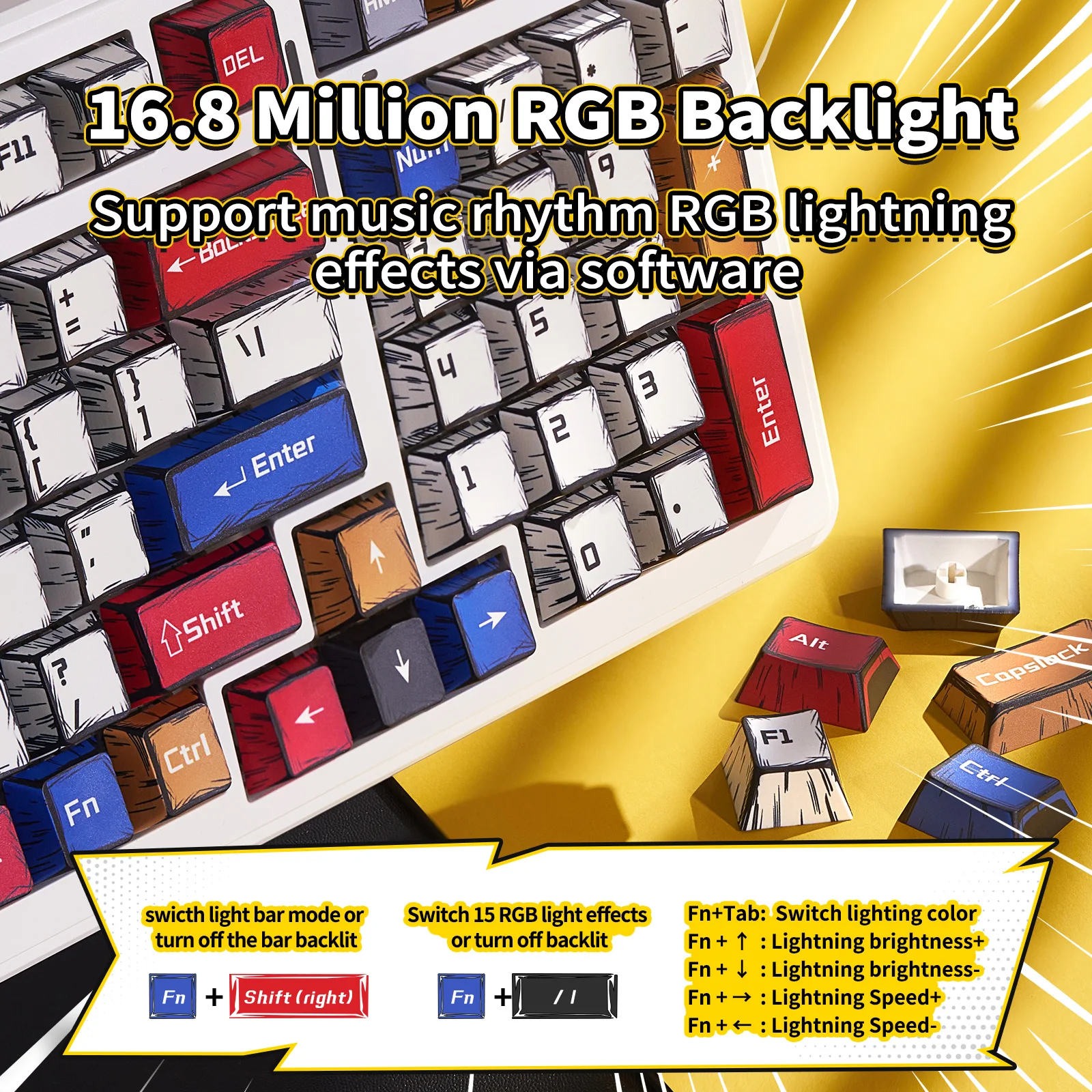 Nuevo Teclado mecánico para juegos AULA F75/F99 Pro, teclas de cómic PBT, retroiluminación RGB, enchufe caliente, teclado personalizado para oficina - imagen 4