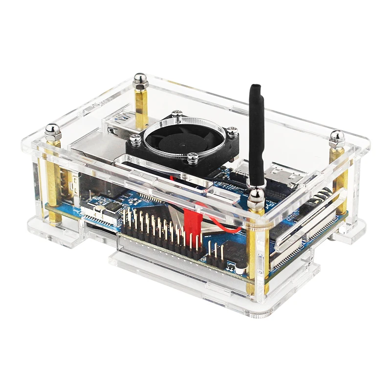 Orange Pi 4 LTS carcasa acrílica transparente, ventilador de refrigeración opcional, disipador térmico DC 4,0, fuente de alimentación, tarjeta MicroSD para OPI 4 LST - imagen 2