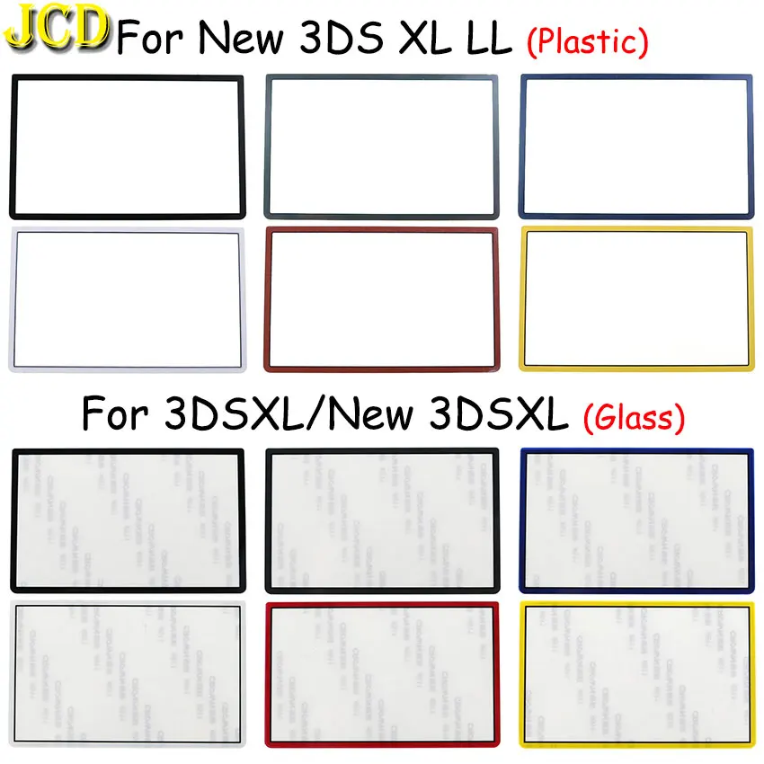 JCD reemplazo superior frontal marco de pantalla superior cubierta de lente pantalla LCD para 3DS XL LL nuevo 3DSXL 3DSLL lente de plástico y vidrio