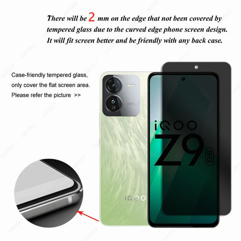 Protector de pantalla de privacidad para vivo iQOO Z9, cristal frontal Global para iQOO 12, Protector de lente de cámara de vidrio antiespía para vivo V40 SE - imagen 3