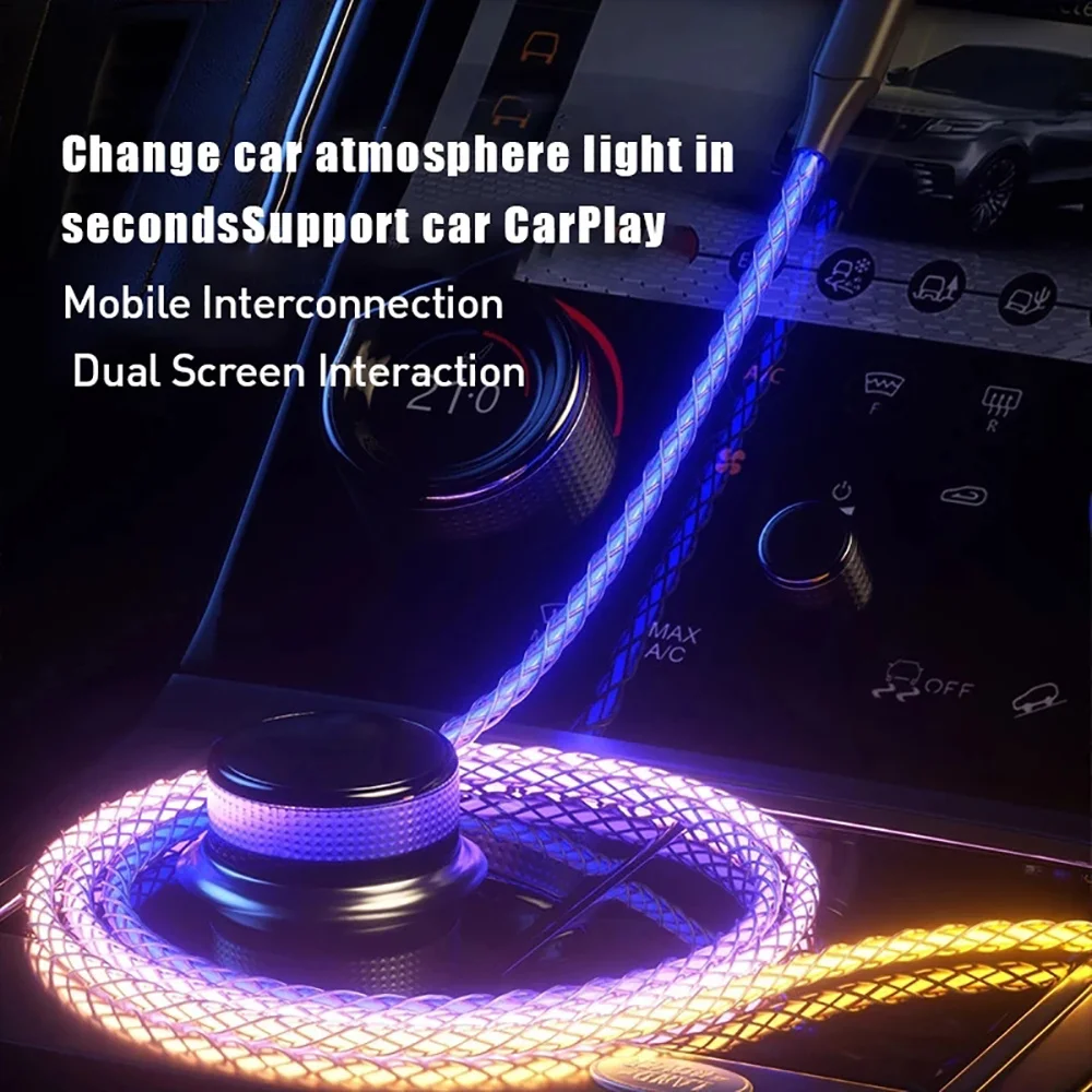 Cable brillante USB C de 6A y 66W, Cable de datos de carga rápida, Cable de transferencia de datos de alta velocidad tipo C a tipo C, Cable de datos de carga rápida - imagen 4