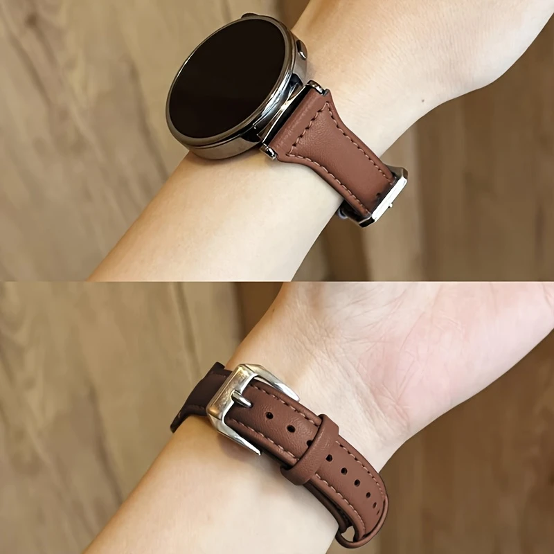 Correa de cuero delgada para Samsung Galaxy watch 7/FE/6/5/5 pro/4 Classic 20mm 22mm pulsera deportiva Amazfit GTS 4/2/Mini GTR 3/4