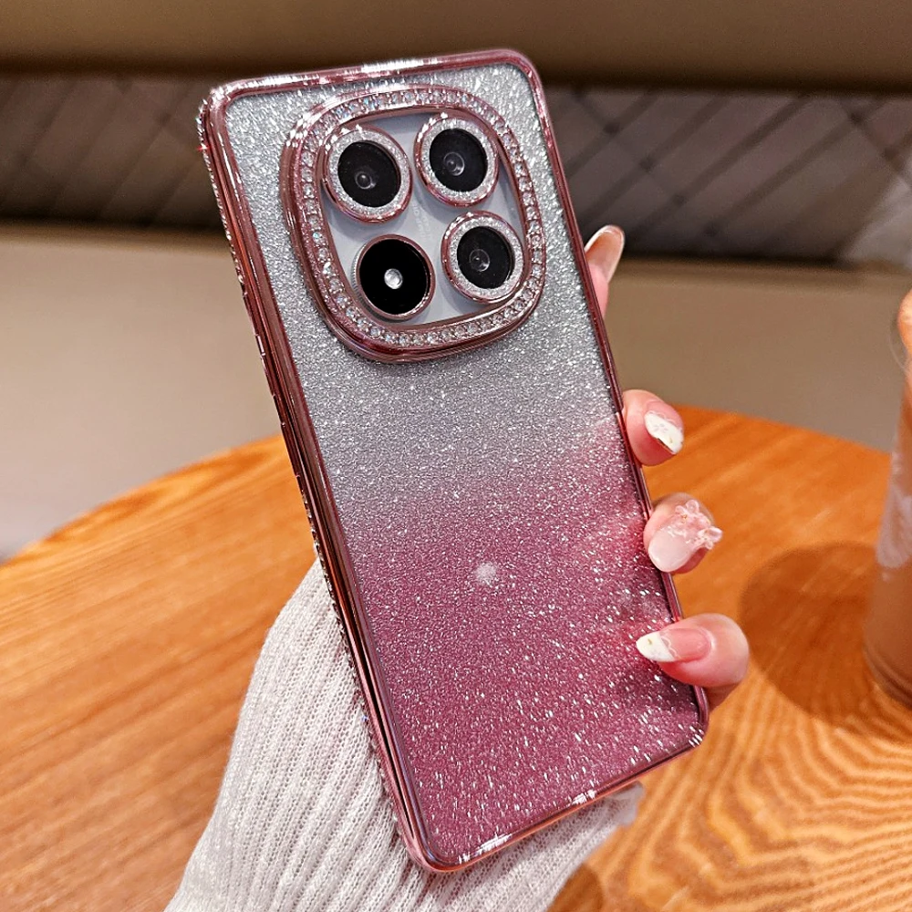 Funda de lujo con purpurina y diamantes de imitación para Xiaomi Remi Note 14 13 Pro Plus 12 11 10 Pro 11S 10S 14C 13C A3, funda de silicona suave - imagen 2