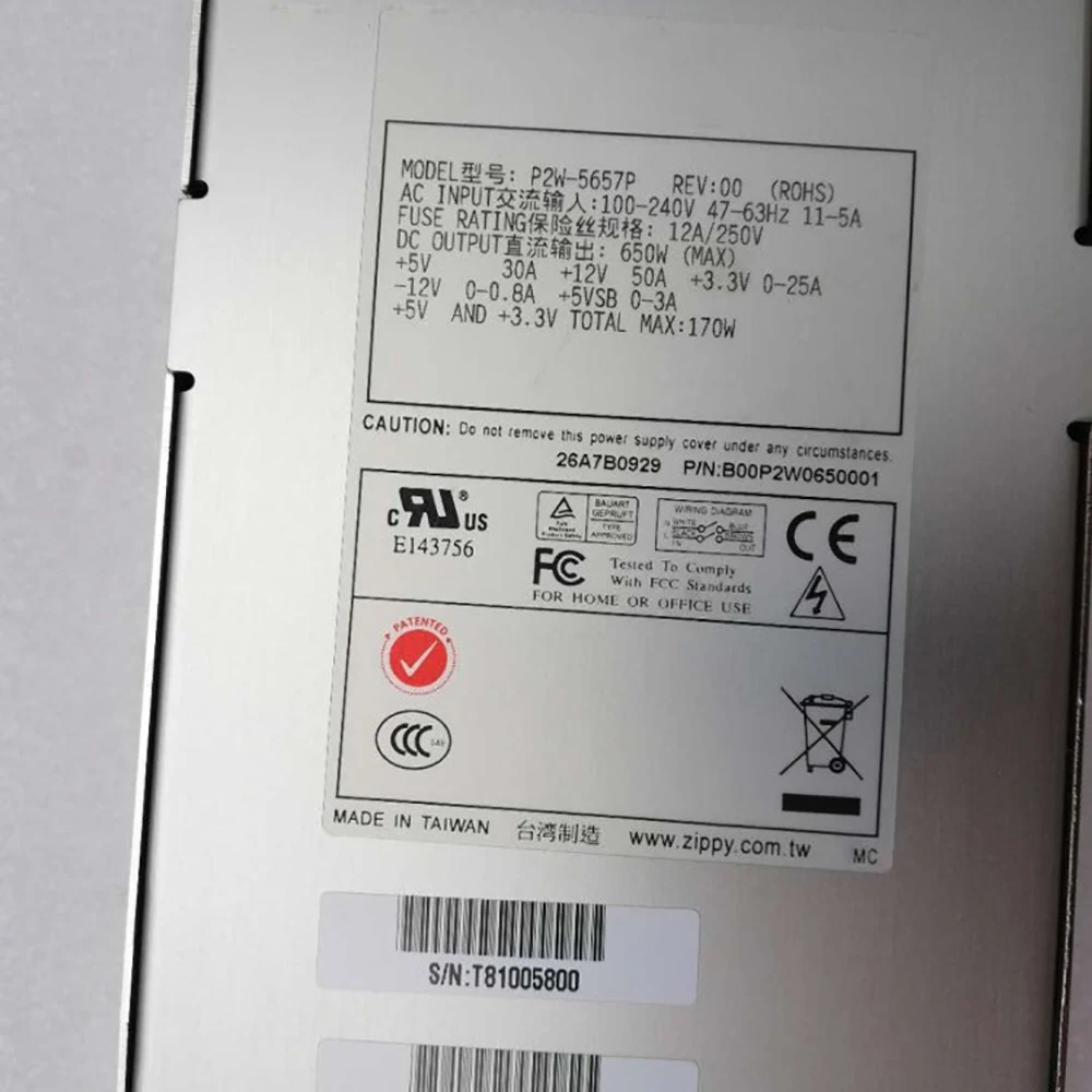 Fuente de alimentación del servidor P2W-5657P B00P2W0650001 650W completamente probada
