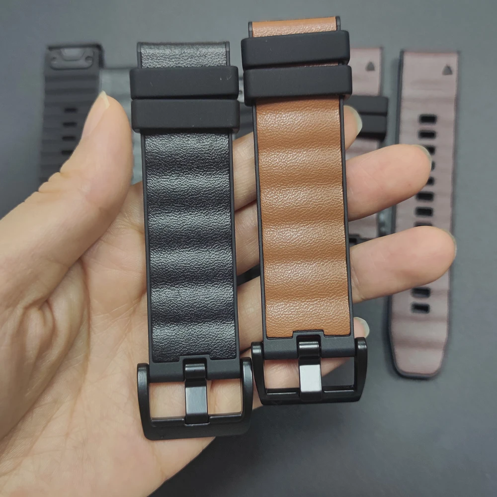 Bandas de liberación rápida de cuero + silicona 22mm 26mm para Garmin Fenix 8 Pro E 7 7X 6 6X Forerunner 970 965 955 Enduro 3 Tactix 8 Correa