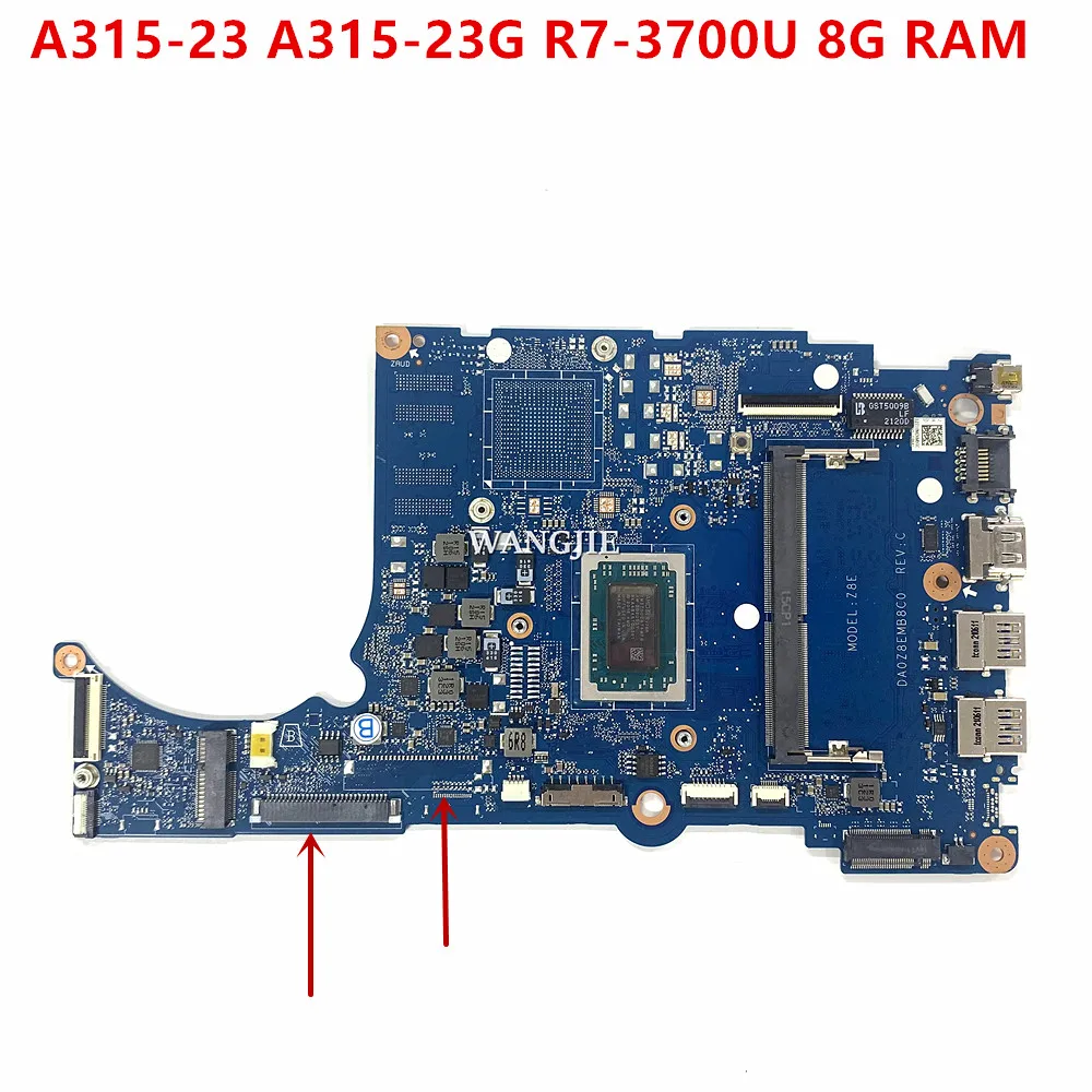 DA0Z8EMB8C0 para Acer Aspire A315-23 A315-23G Extensa 15 EX215-22 N18Q13 placa base para ordenador portátil R7-3700U 8G RAM 100% en funcionamiento