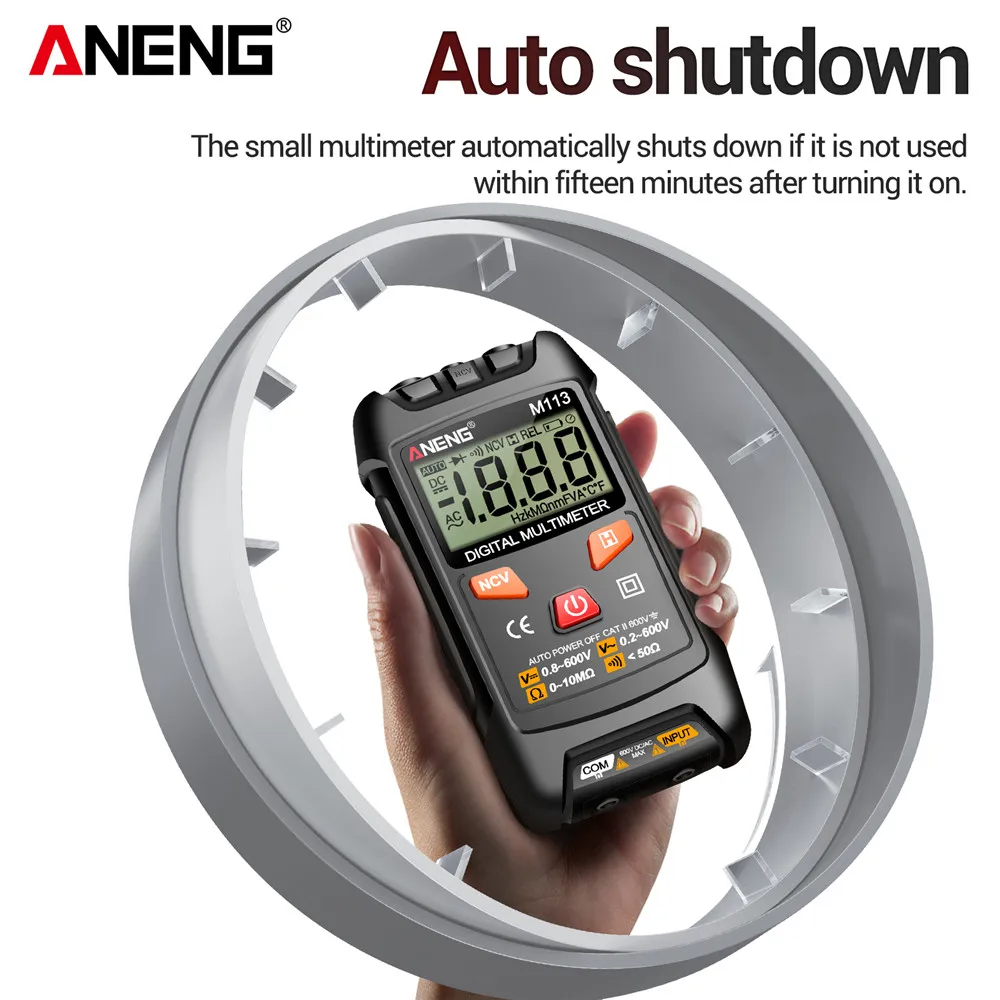 Multímetro portátil ANENG M113, medidor de voltaje Digital profesional AC/DC Ohm NCV, herramientas de detección de identificación automática de inducción - imagen 5