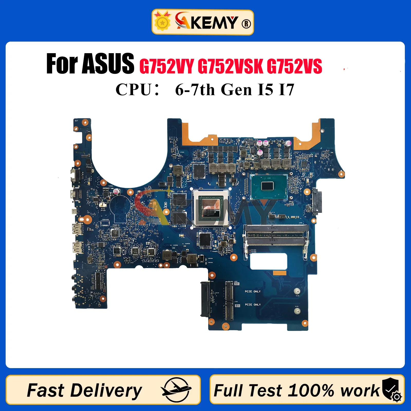 Placa base para ordenador portátil G752VY para ASUS ROG G752V GL752VW GL752VL G752VSK G752VS placa base para portátil con CPU I5 I7 100% pruebas OK stk