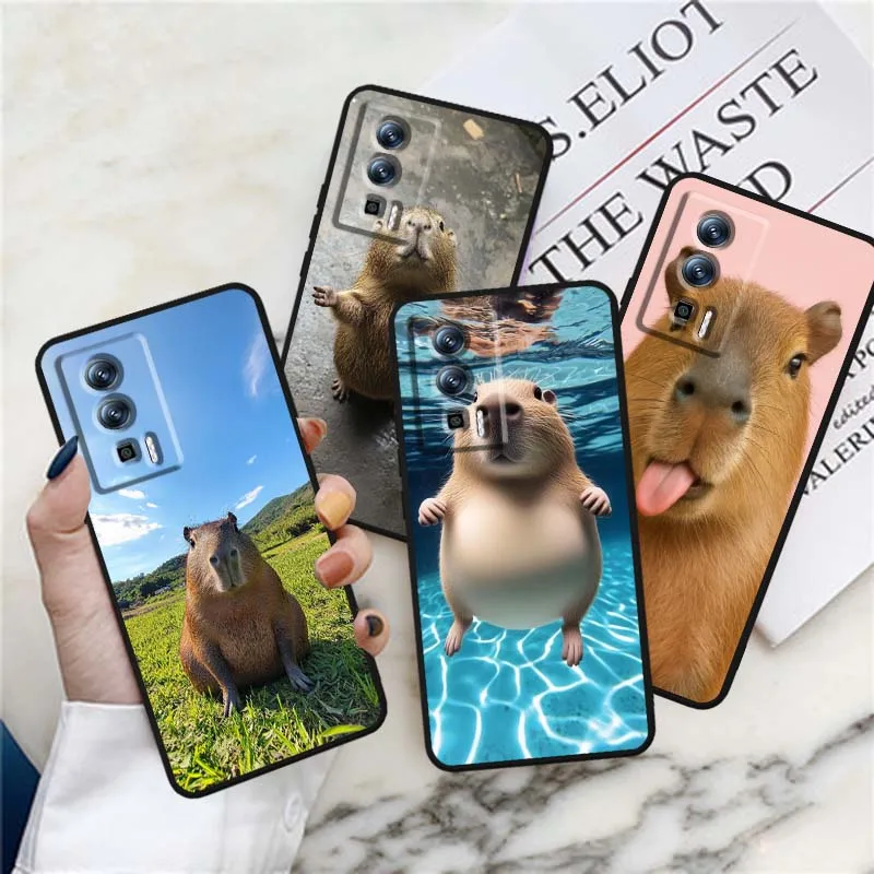 Lindo capibara arte Popular para Xiaomi Redmi 12 13C 12C 13 10C 9T A2 9A 9C 7A Note 10S 8T 10 9 8 Pro 4G 5G funda de teléfono negra