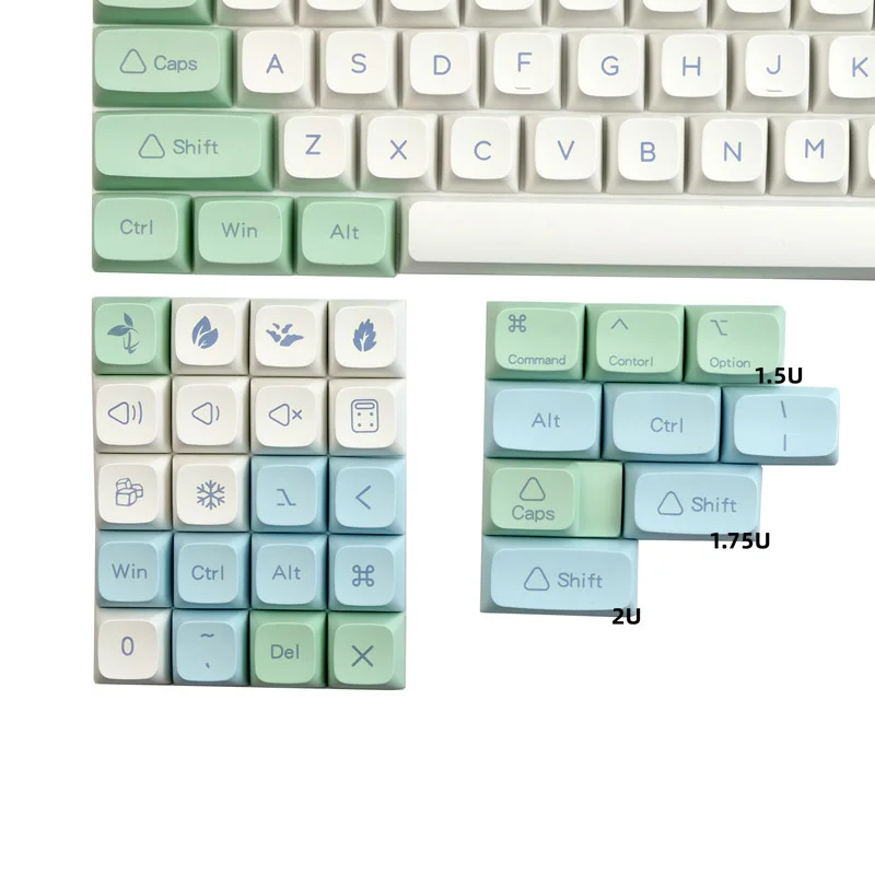 Juego de 130 teclas de cristal de hielo, tapas de tecla de menta, tinte PBT, sublimación, perfil XDA, 1,75u, 2u, MAC Shift, 1,5u - imagen 4