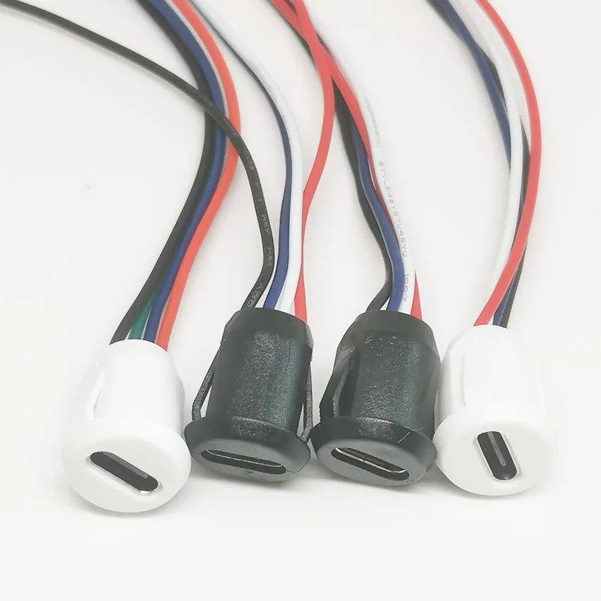 Cable de soldadura de presión Directa tipo C 2P/4P, inyección de pegamento, Base hembra, adaptador de conector USB tipo C, Base hembra impermeable