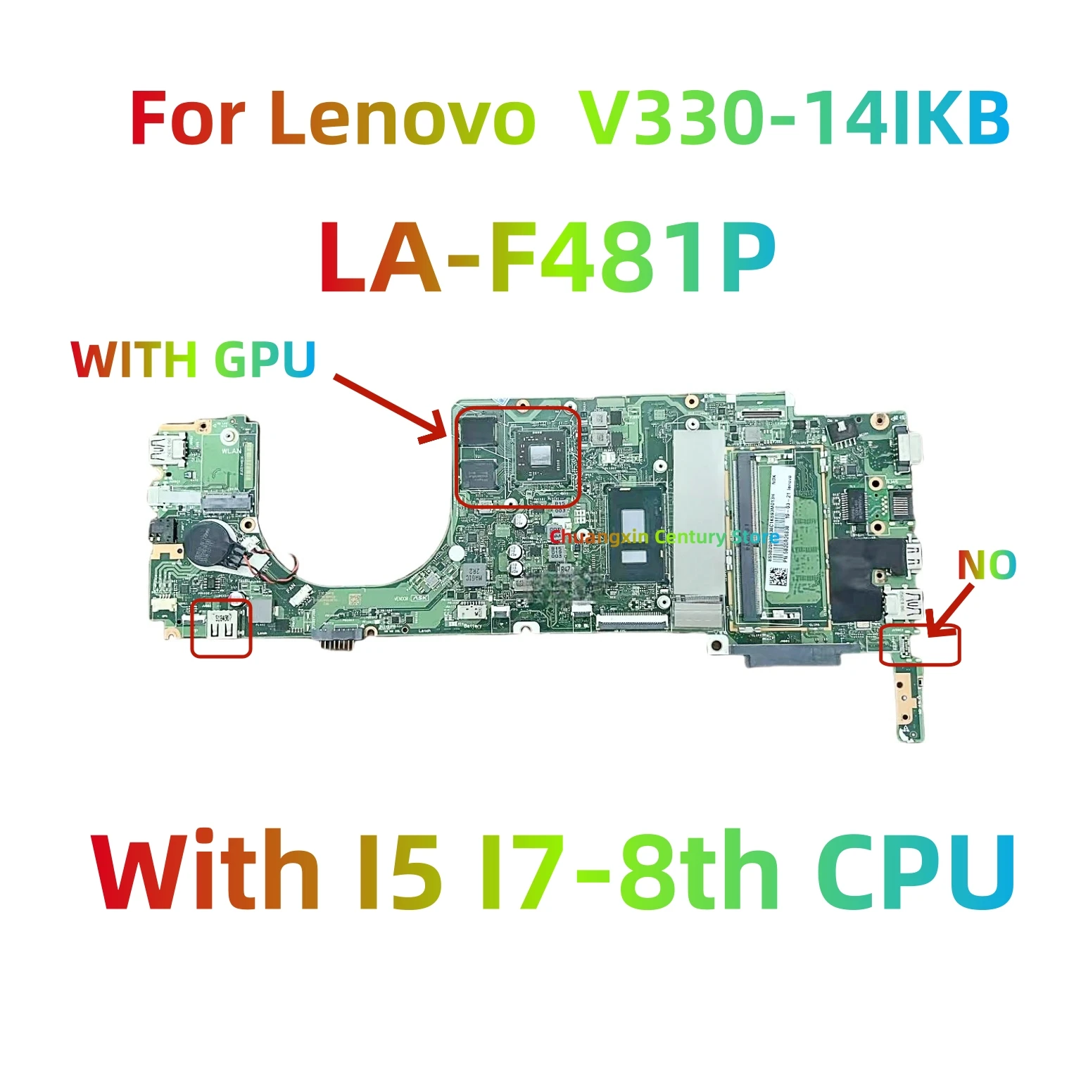 Para Lenovo V330 V330-14IKB placa base de computadora portátil LA-F481P con I3 I5 I7-8th CPU GPU/UMA 100% probado completamente