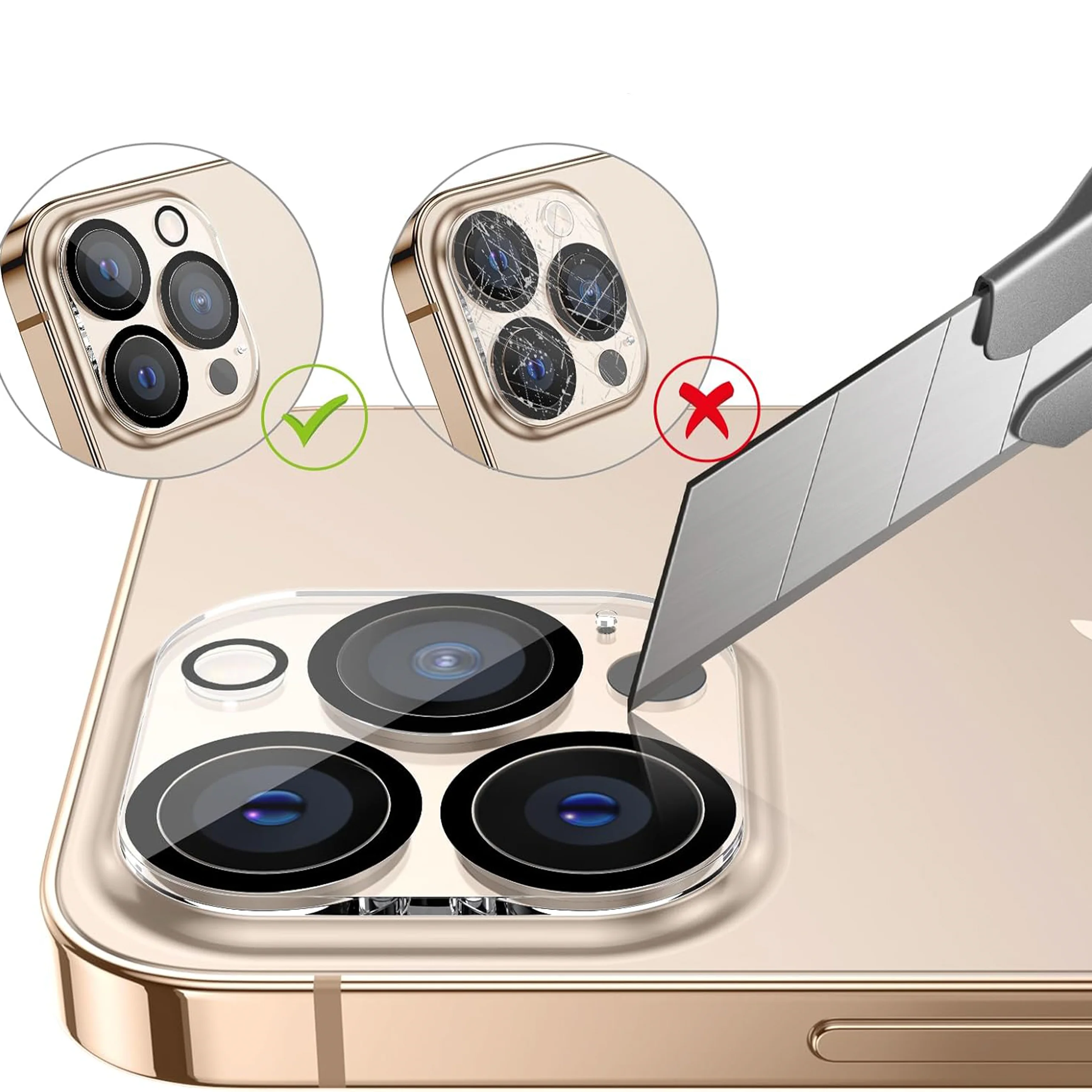 1 Juego de cristal para lente de cámara para IPhone 13, 14, 15, 16, 17 Pro Max, película protectora de pantalla para lente de cámara para IPhone 17 16 Pro - imagen 3