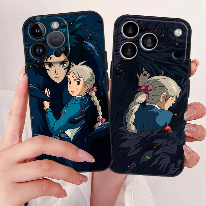 Funda de Anime Castillo de corte para Apple iPhone 17 Air 16e 16 15 14 13 XS X Mini Plus Pro Max funda de teléfono negra - imagen 2