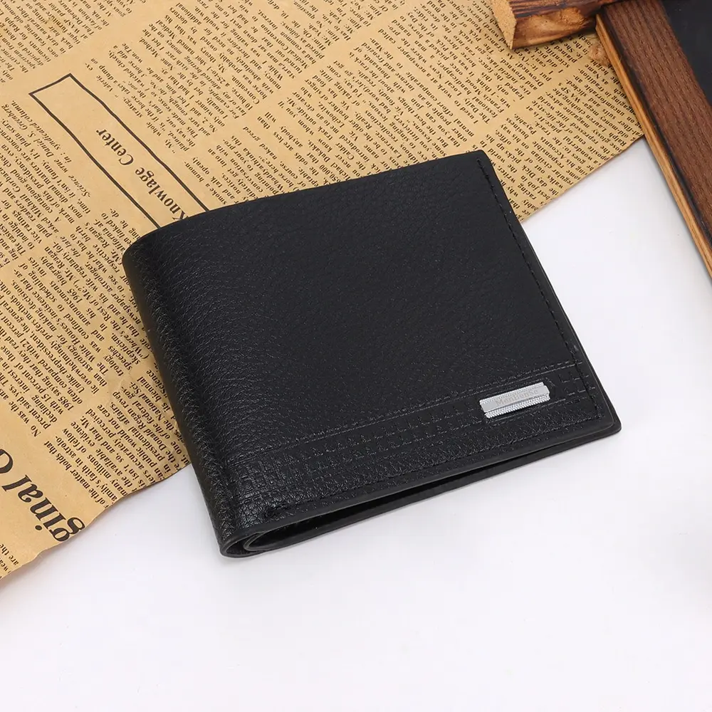 Monedero de cuero PU negro para hombre, billetera informal de gran capacidad, tarjetero - imagen 2