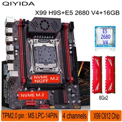 Kit de placa base Qiyida X99 LGA2011 3 Xeon E5 2680 V4 2*8GB 16GB DDR4 3200Mhz 4 canales NVME USB3.0 SATA3.0 interfaz TPM 2,0