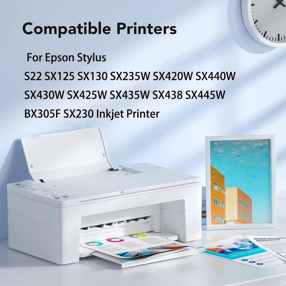 Cartucho de tinta T1281 para impresora Epson T 1281-1284 T1281XL Compatible con lápiz óptico S22 SX125 SX130 SX230 SX235W SX445W T1281XL - imagen 2