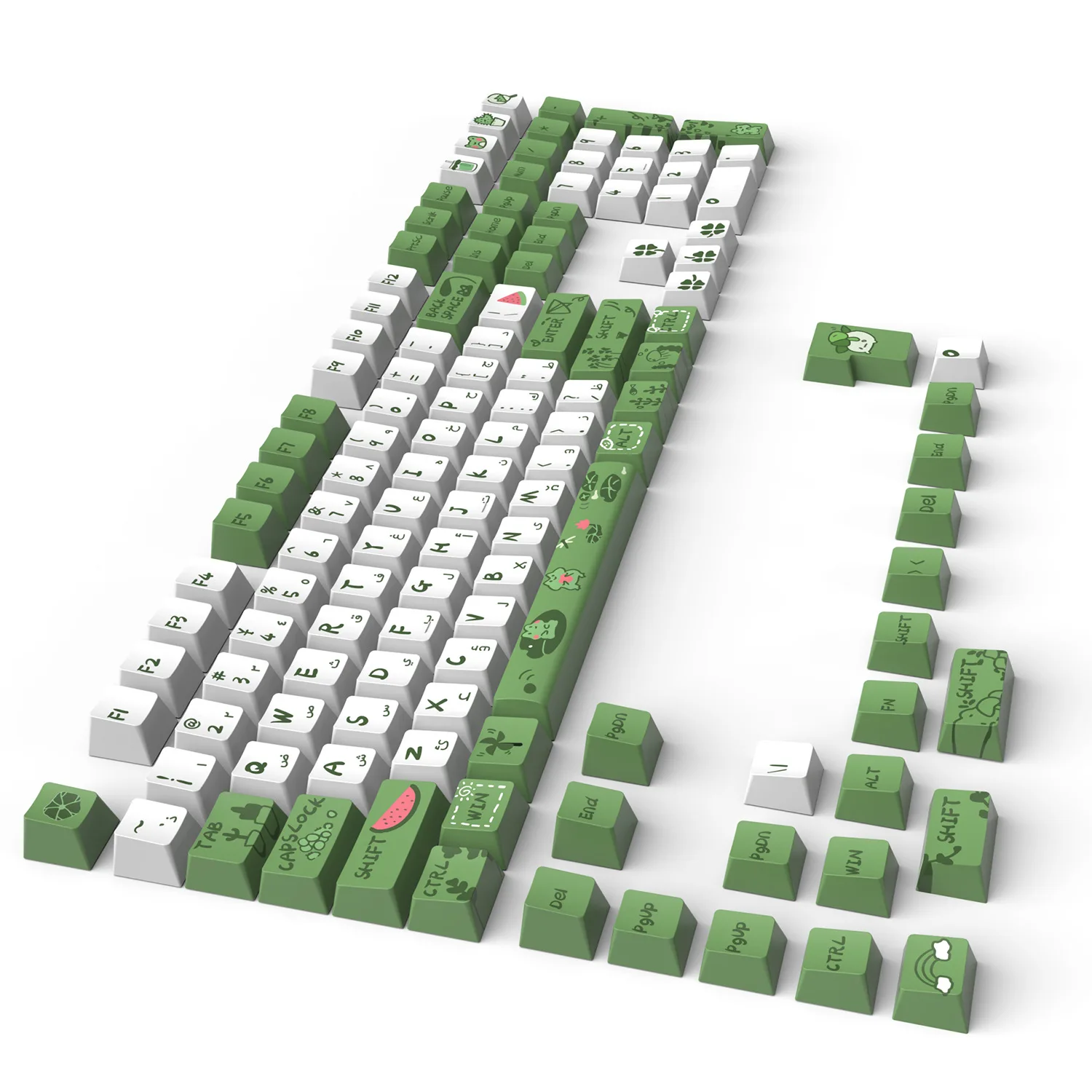 129 teclas Frog Keycaps árabe ruso coreano OEM altura 5 tinte lateral Sub PBT teclado mecánico verde AULA F75 AKKO FUN60 PRO Ajaz - imagen 3