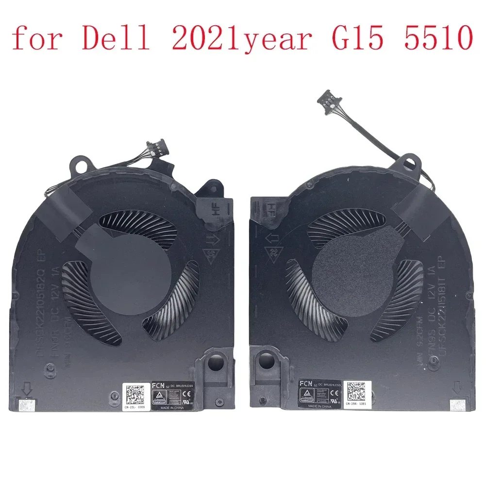 Reemplazo de ordenador portátil nuevo ventilador de refrigeración de CPU y GPU para Dell 2021 año G15 5510 RTX3060 G15 5510 RTX3050 G15 5511 RTX3050 Series ventilador