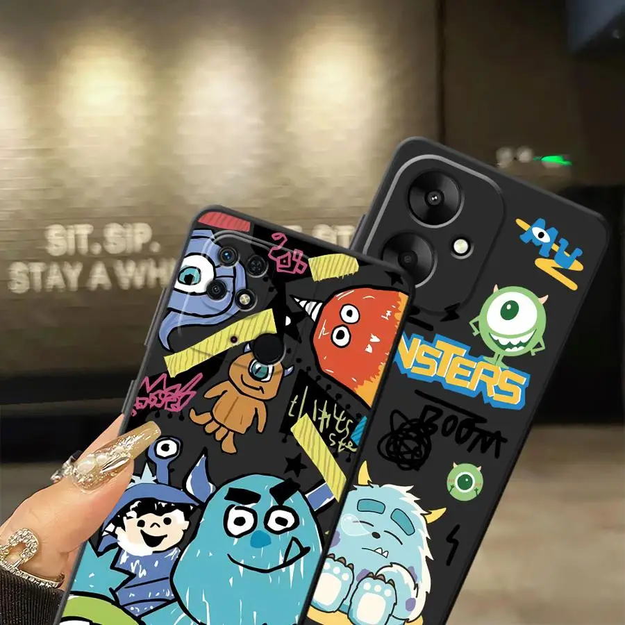 Funda de teléfono suave negra de dibujos animados de Disney Monsters Inc para Xiaomi Redmi 10 A4 A1 A2 Plus 9 A5 12C 13C A3 14C K40 K80 Pro - imagen 3