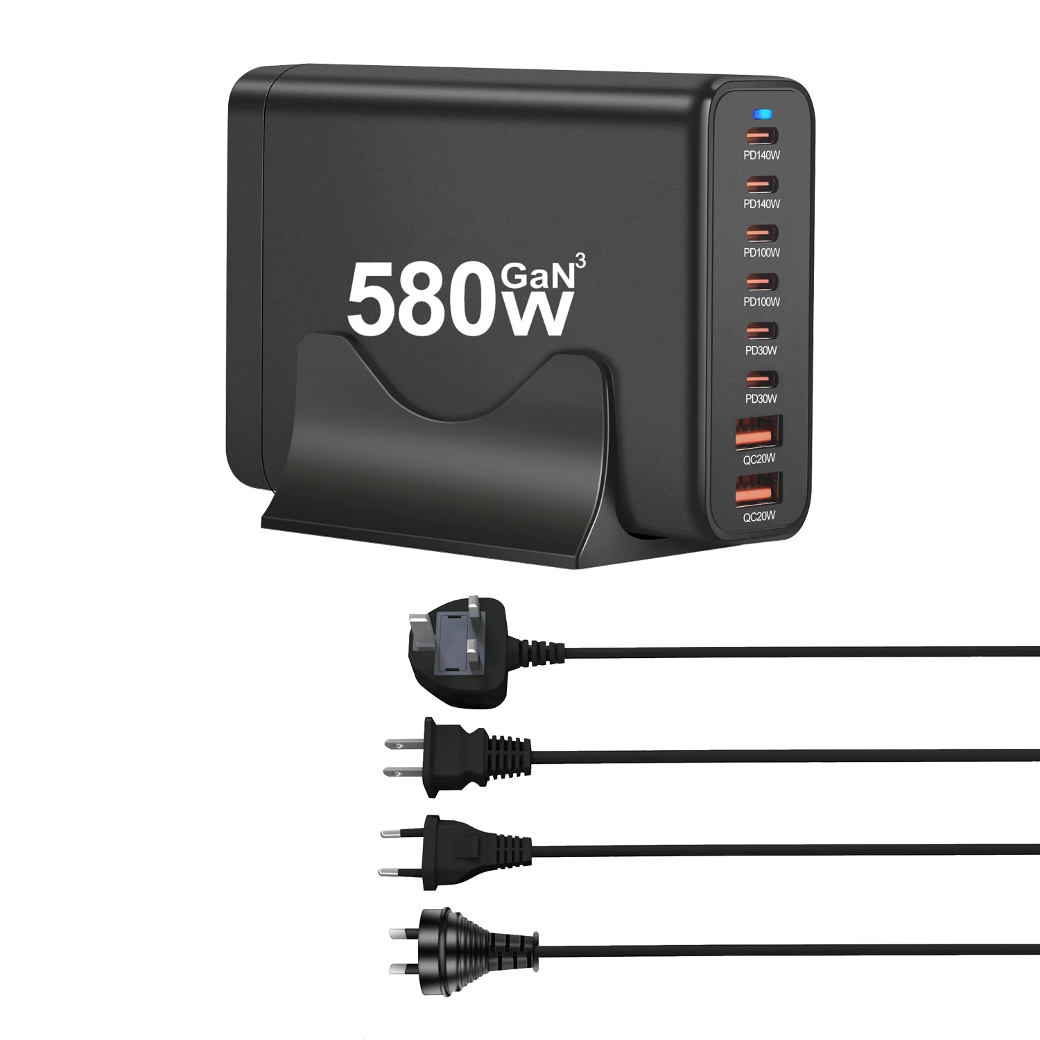 Nuevo estilo 580W GAN cargador de escritorio 6C2A cargador de teléfono móvil GAN dedicado transfronterizo carga GaN - imagen 4