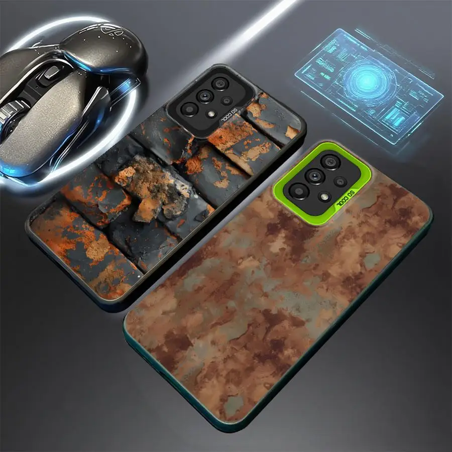 Funda de teléfono para Samsung Galaxy A71 A35 A53 A52 A55 A73 A72 A26 A36 A51 A56 A54 carcasa suave diseño Retro oxidado