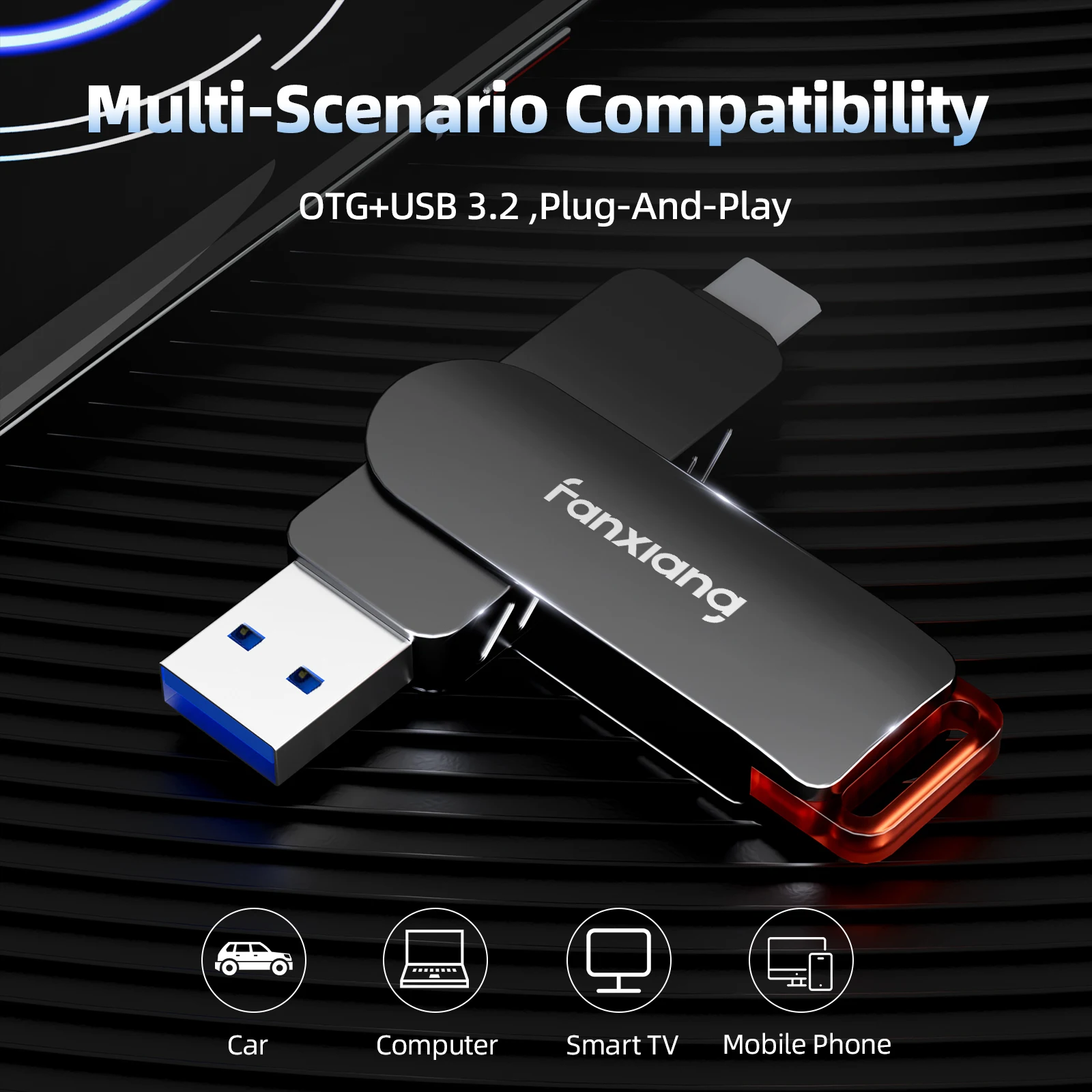 Fanxiang FF520 560 MB/s unidad Flash USB tipo C + USB-A 256GB 512GB unidad Flash de pluma de estado sólido de alta velocidad para ordenador portátil teléfono PC - imagen 2