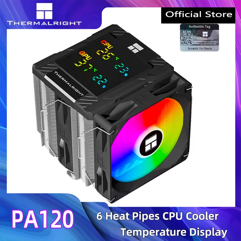 Refrigerador de CPU Digital Thermalright PA120, 6 tubos de calor, radiador de refrigeración de aire ARGB de 120mm, compatible con LGA1851/1700/115x AMD AM4/AM5