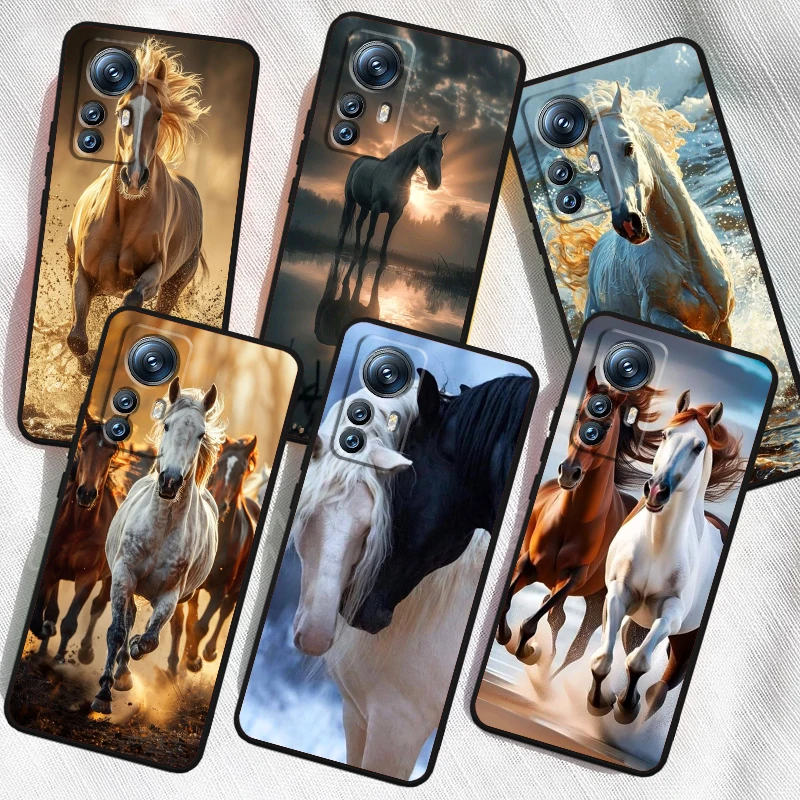 Horse Fierce Cool Art para Xiaomi Mi 14 13T 13 12T 12 11T 11i 11 10T 10 Pro Lite Ultra 5G, funda trasera negra para teléfono