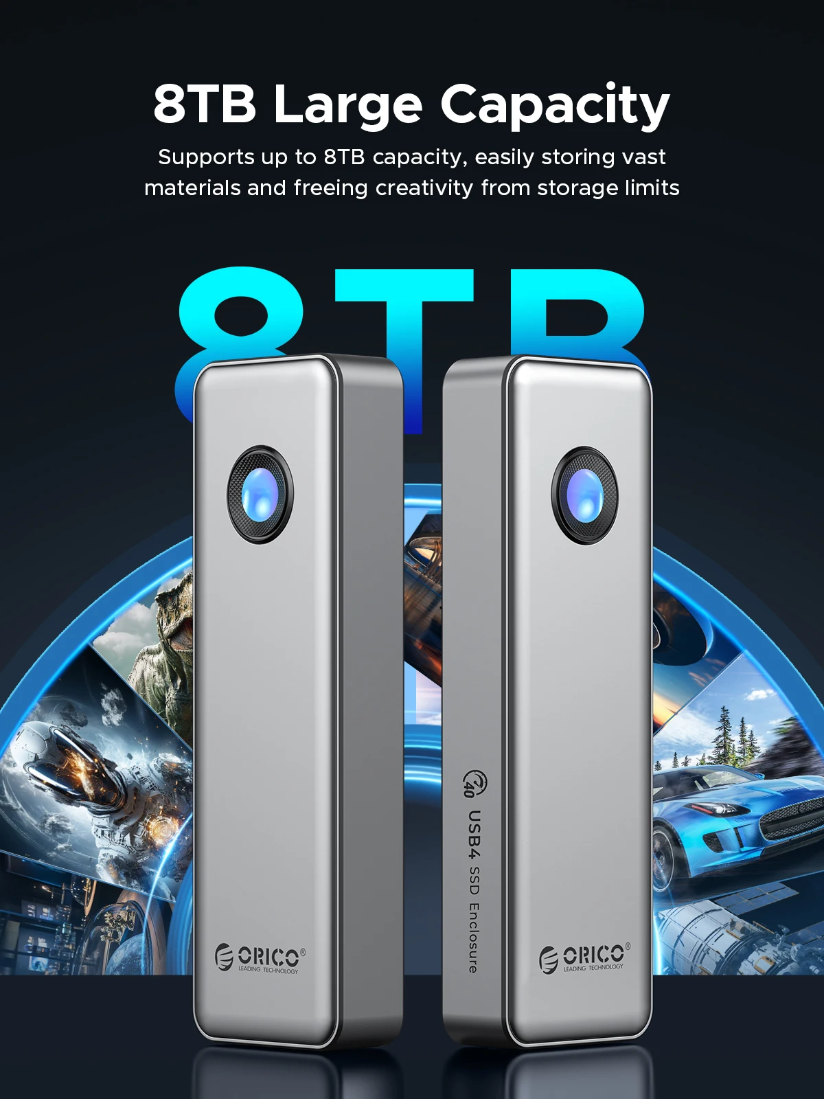 ORICO OUM2 RGB 40Gbps USB4 M.2 SSD carcasa 8TB con ventilador de refrigeración PCIe4.0 NVME carcasa de aluminio Compatible con Thunderbolt 3/4 - imagen 5