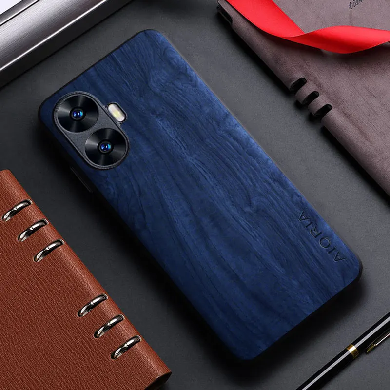 Funda para Realme C55 C53 C35 C33 C31 C30 4G funda con patrón de madera de bambú funda trasera de cuero para realme c55 c53 c35 c33 c31 capa - imagen 3