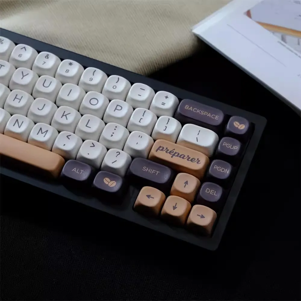 Juego de teclas de café GMK de 126 teclas, teclas redondas de perfil MOA, tapa de tecla de sublimación de tinte PBT para interruptor MX, Teclado mecánico para juegos - imagen 2