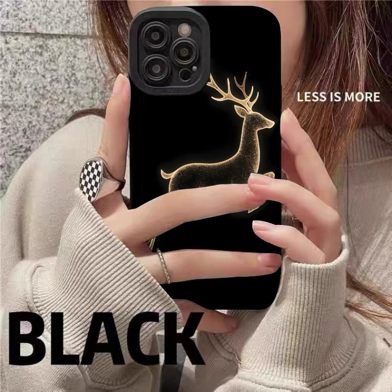 Funda de teléfono negra con diseño de ciervo dorado para Xiaomi Mi 11 Lite 5G 15T 14T 13T 12T Poco F7 F6 M6 X7 X6 X5 Pro F5 - imagen 5