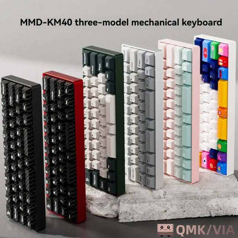 Teclado inalámbrico KM40, diseño 40%, personalizado, intercambiable en caliente, Bluetooth, triodo, junta tórica, teclados mecánicos de aluminio para juegos y oficina - imagen 2