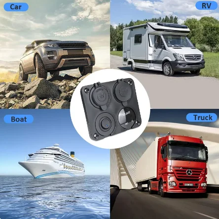 Cargador USB Dual 4 en 1, 12-24V, encendedor de cigarrillos para coche, voltímetro Digital con interruptor basculante para coche, barco, camión, RV, ATV - imagen 3