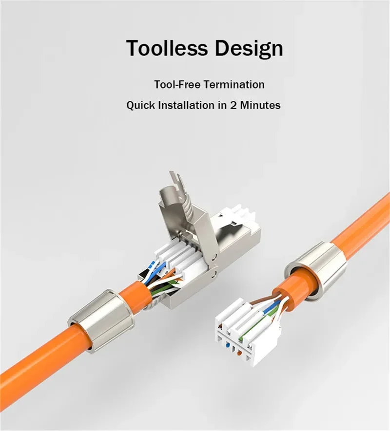 Conector Cat 7 6a RJ45, enchufe de terminación de campo blindado 8P8C STP para Cable de red Cat7 Cat6a 23 24 26AWG con conectores PCB - imagen 4