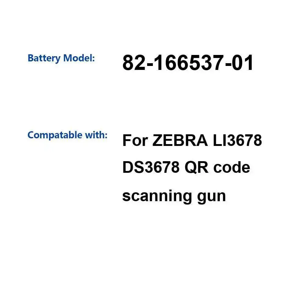Fuente de alimentación confiable de batería de 3150Mah 82-166537-01 para Zebra LI3678 DS3678 QR de alta capacidad