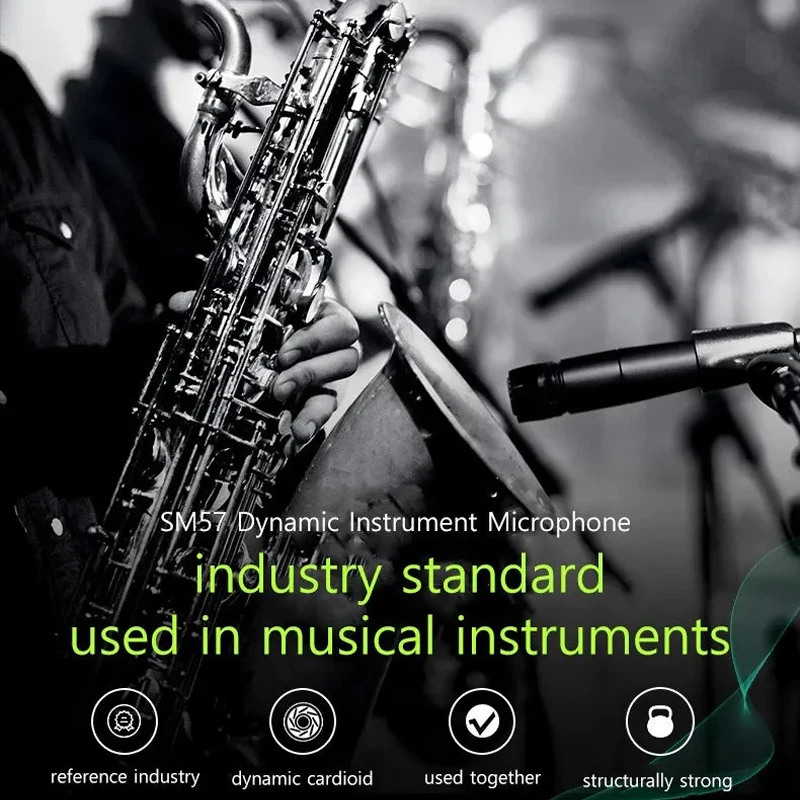 Micrófono dinámico cardioide SM57 de Metal para cantar en escenario, micrófono profesional con cable para Shure Karaoke, grabación de voz BBOX - imagen 4