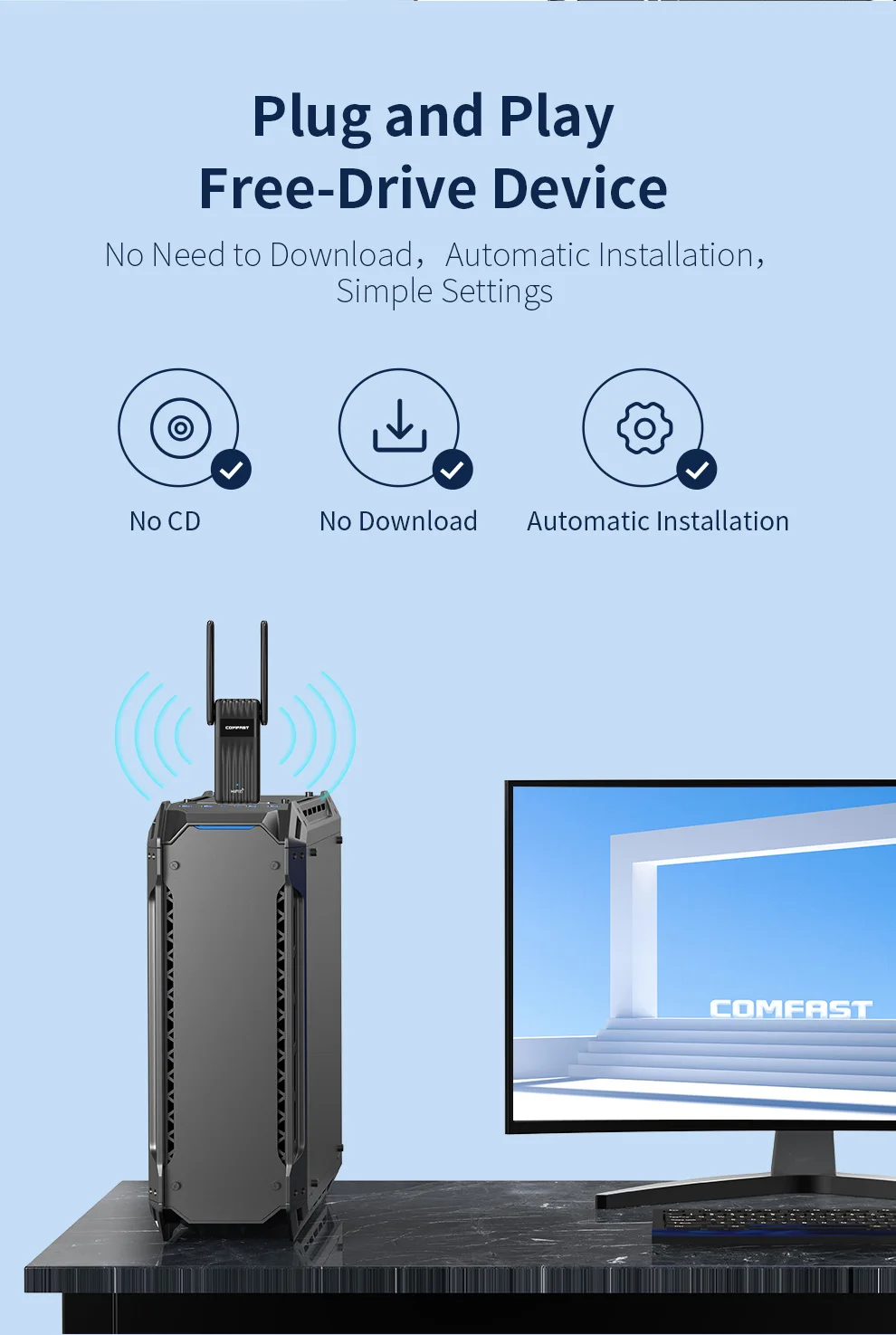Comfast AX900 Adaptador WiFi 6 USB Dual Band - Bluetooth 5.3 - imagen 3